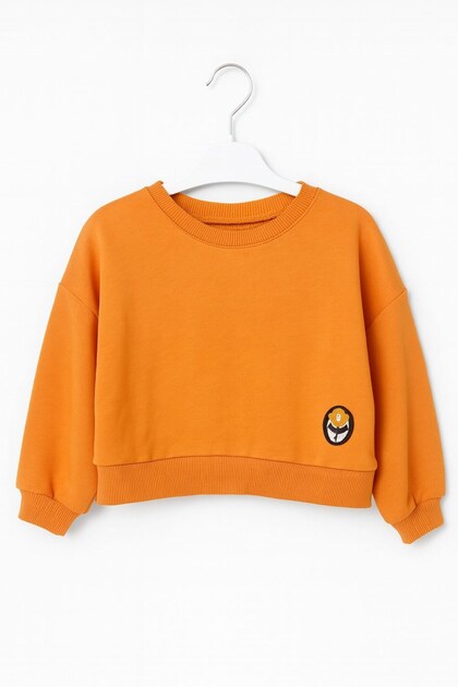 Nk girl's long sleeve crew neck basic sweatshirt 1-4 years orange