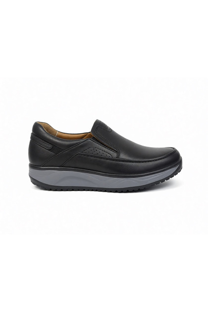 Men's Black Laceless Genuine Leather Daily Walking Shoes Comfort Lightweight 1725