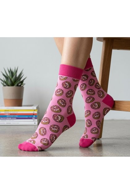 Donut Patterned Colorful Unisex Socks