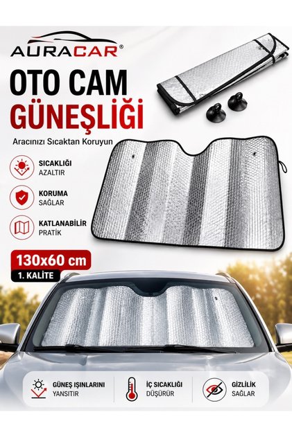 Araba Ön Cam Güneşliği Balonlu Metalize Parlak Alüminyum Katlanabilir Oto Güneşliği