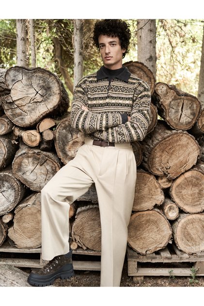 Winter Knitwear Sweater Polo Neck Button Detail
