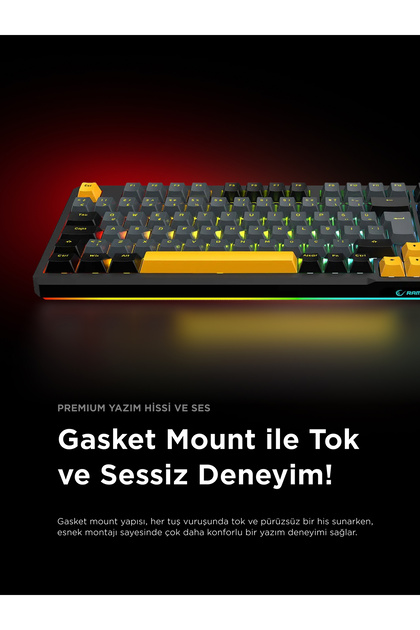 ★runachyPG Rampage Kenpachi Ekranlı 2.4G + BT Wireless RGB Hot Swap Gasket