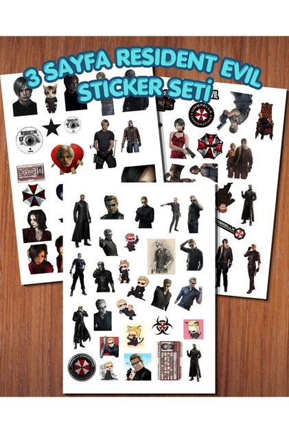 Resident Evil Sticker Seti Parlak Etiket Kağıdı 3 Sayfa A4 Premium Kalite