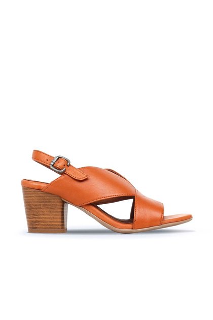Tan Leather Women's Heeled Sandals 01Wn2603