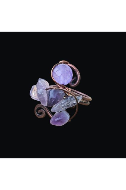 Amethyst Stone Natural Stone Copper Ring