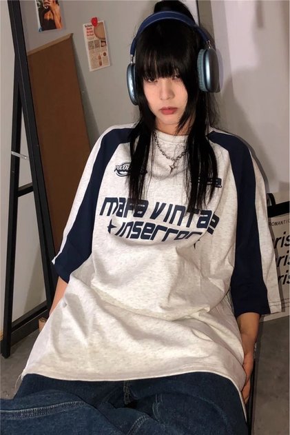Women's Vintage Y2K Korean Printed Oversize T-shirt