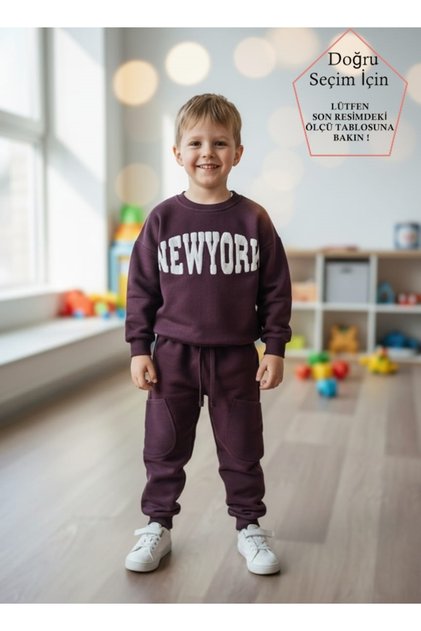 UNISEX ÇOCUK NAKIŞLI SWEAT EŞOFMAN TAKIM