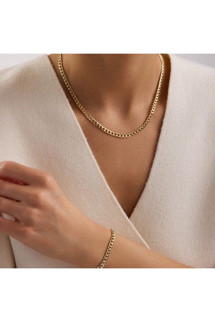 14 Ayar Gurmet Altın Set Kolye Bileklik 4.70 Gram 4 mm