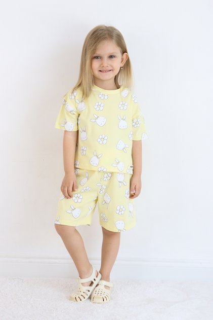 Girl's Rabbit-Flower Printed Shorts Double Suit