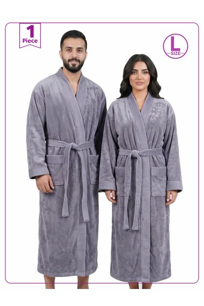 1 Pcs Unisex L Size Kimono Collar 330Gsm Microfiber Quick Absorbent Drying Robe with Belt and Pockets