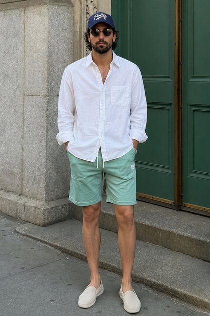Mintgrüne Basic-Shorts für Herren 6528