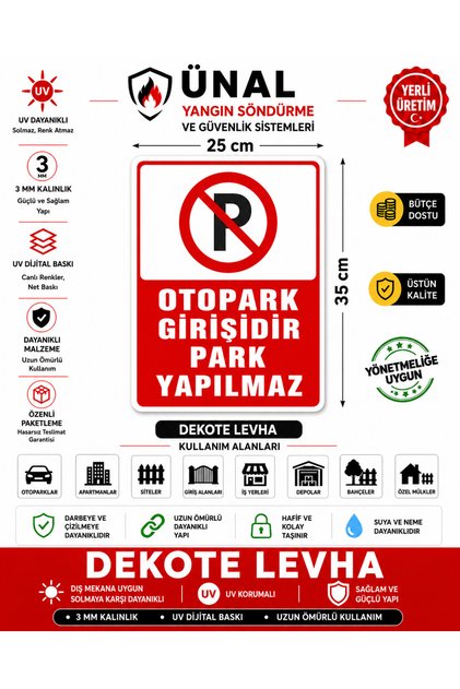 Parking Entrance No Parking Warning Sign 25X35 cm Dekota Pvc Sign Outdoor