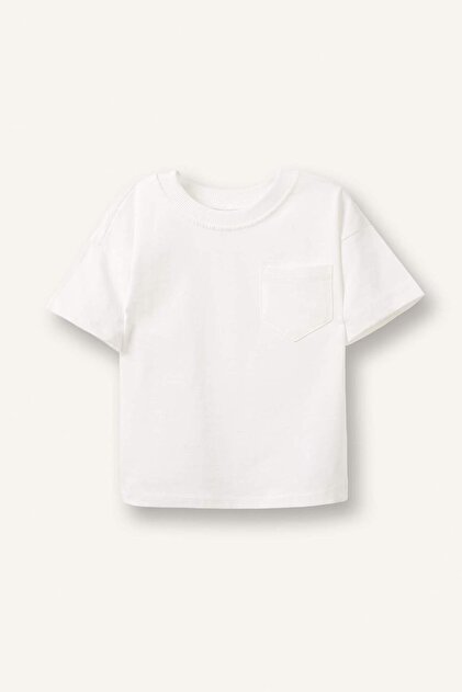 100% Cotton Regular Fit Crew Neck Short Sleeve Ecru T-Shirt Baby Boy B7005A525Sm