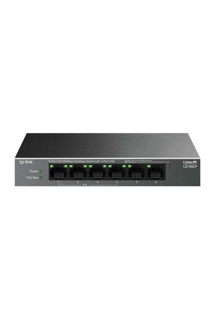 LS106LP 6 Port 10-100 Mbps 4 Port Poe+ 10-100 Mbps Switch Metal Kasa