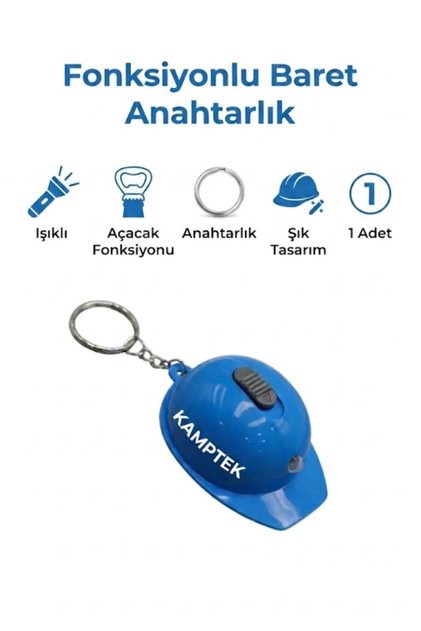 Hard Hat Design Keychain with Opener Function Illuminated Design Keychain Hard Hat Blue