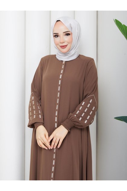 Mevlana Ferace Embroidered Detailed Casual Wear for Pilgrimages and Umrels