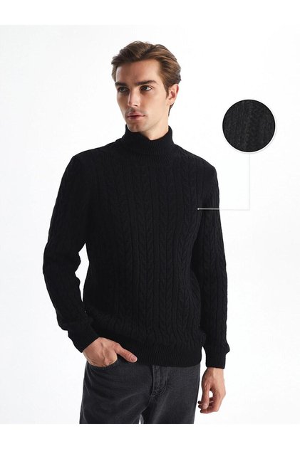 Turtleneck Long Sleeve Men's Knitwear Sweater (W4)