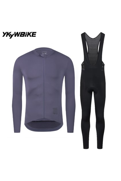 Asia XXL (EU XL) Purple YLJZ1722 YKYWBIKE Men's Cycling Sets Long Sleeve Long Bib Pants Bicycle Clo