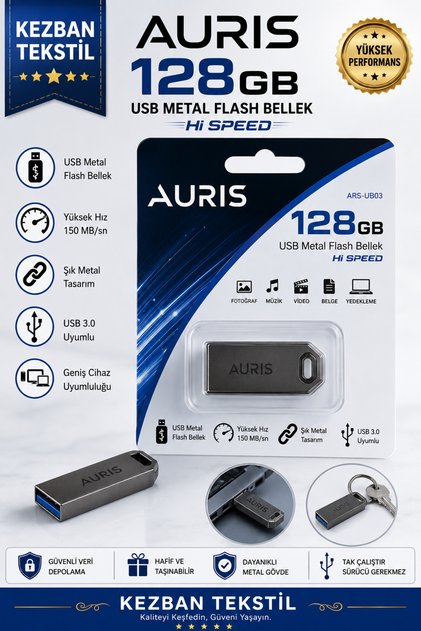 Auris Ars-Ub03 Metal USB Flash 1 Pc USB 3.0 Compatible-128 Gb