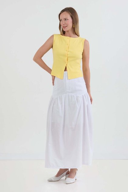 Buttoned Pocketed T-Shirt Skirt