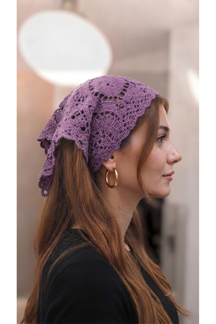 Bohem Nakış Örgü Bandana Saç Bandanası Granny Square Bandana
