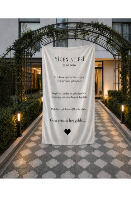Kişiye Özel Tasarım Gelin Evi Afiş Flama Karşılama Bezi Süs Arkaplan Banner Çekim Alanı Süsü