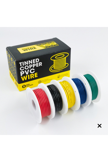 30AWG 5x20M WHITE 5 Colors DIY Wire PVC Tinned Copper Electronic Wire, 5-20 Meters per axis,Stranded