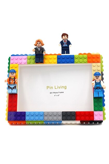6 inch four people DIY Clourful Building Blocks Photo Frame For Home Decoration Creative Family Acti