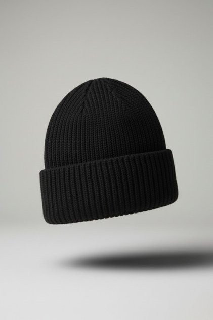 Woolen Winter Unisex Ribbed Beanie – Black