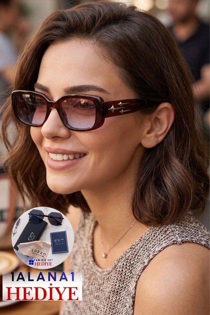 Women's Uv400 Retro Brown Sunglasses with Gold Accessories Wj23-3 C3D