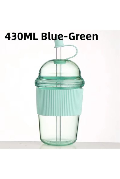 430ML Blue-Green 1pc 430ml Portable Flip Straw Cup Plastics Ins Style High-Capacity Water Bottles Te