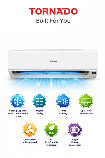 1.5 Ton Split Air Conditioner Cool Super Jet 18000 BTU Compressor white R32 Turbo TH-C18BEE.