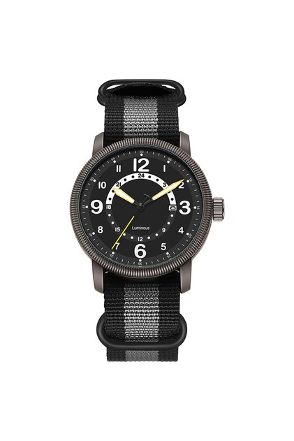 Grey Black 2026 TPW Field Watch with Big Numbers Fabric Strap 24-Hour Display Quartz Movement And Da