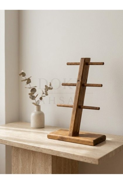 Minimal Ahşap Takı Standı | Kolye Bileklik Küpe Organizeri | Masaüstü Dekoratif Takılık
