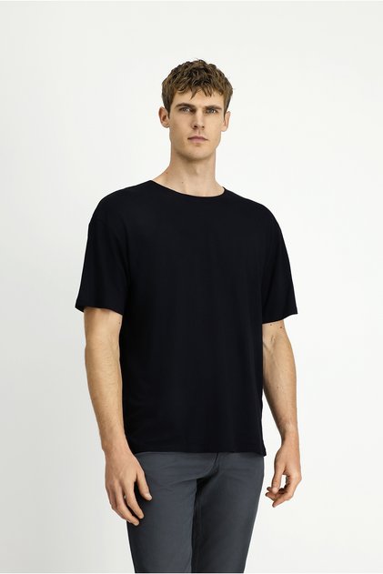 Crew Neck Oversize Patterned Modal Blend T-Shirt