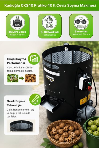 Rendeli Ceviz Soyma Makinesi Pratiko 40 Litre