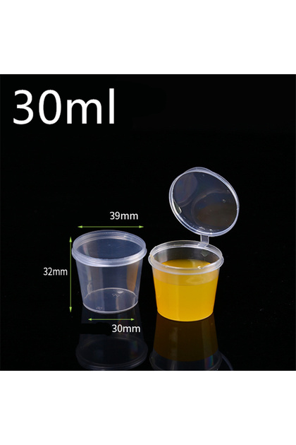 30ml 30pcs/Set 30ml 50ml 100ml Disposable Plastic Takeaway Sauce Cup Containers Food Box with Hinged