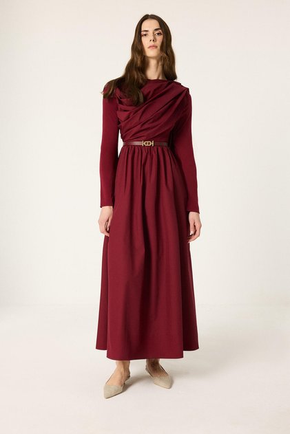 Poplin Dress with Shawl Detail