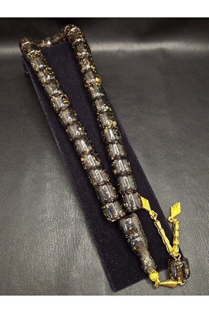 Special Large Cut Model Gold Color Foil Gray Color Powder Amber Prayer Beads