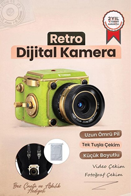 Torima Vintage Dijital Kamera Selfie Video Vlog Kamerası Fotoğraf