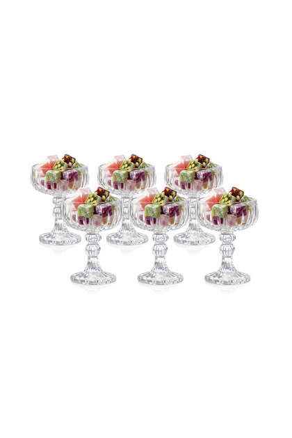 6-Piece Luxury Glass Turkish Delight Bowl Set with Footed Stands – Stylish Dessert & Treat Serving Set
