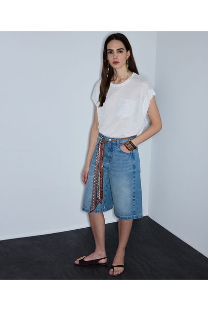 Knitted Belt Bermuda Shorts