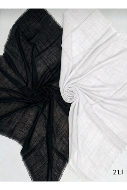 2-piece flannel cotton non-sweat 4-season usable 100x100 cm black and white scarf
