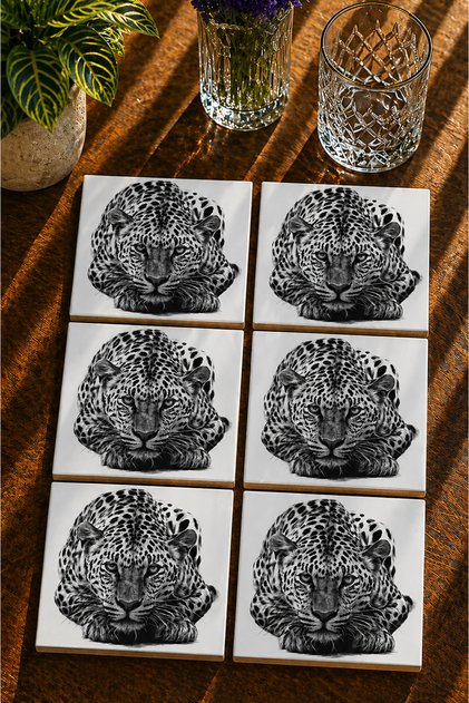 Tiger Themed Set of 6 Coasters - Uv Printed Mdf - 10X10 cm