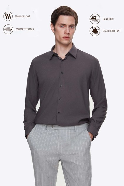Slim Fit Anthracite Plain Shirt