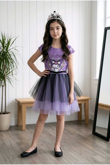 Sequined Kkuuroomi Printed Tutu Dress