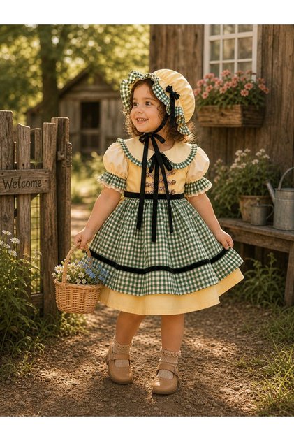 Pötikare Yellow Girl's Dress, Holiday Dress, Birthday Dress