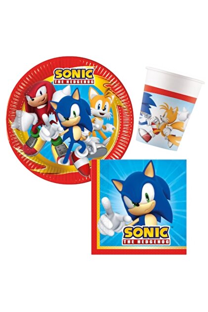 Set de 36 de articole pentru petrecere Sonic, pahare, farfurii, șervețele