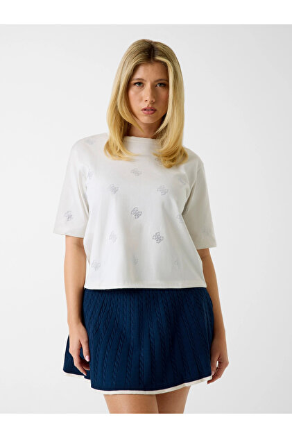 Silvy Boxy Fit Kadın Beyaz T-shirt V6GI18K2985-G056
