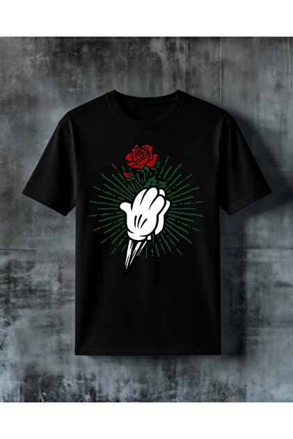 El Gul Red Flower Printed Oversize T-Shirt